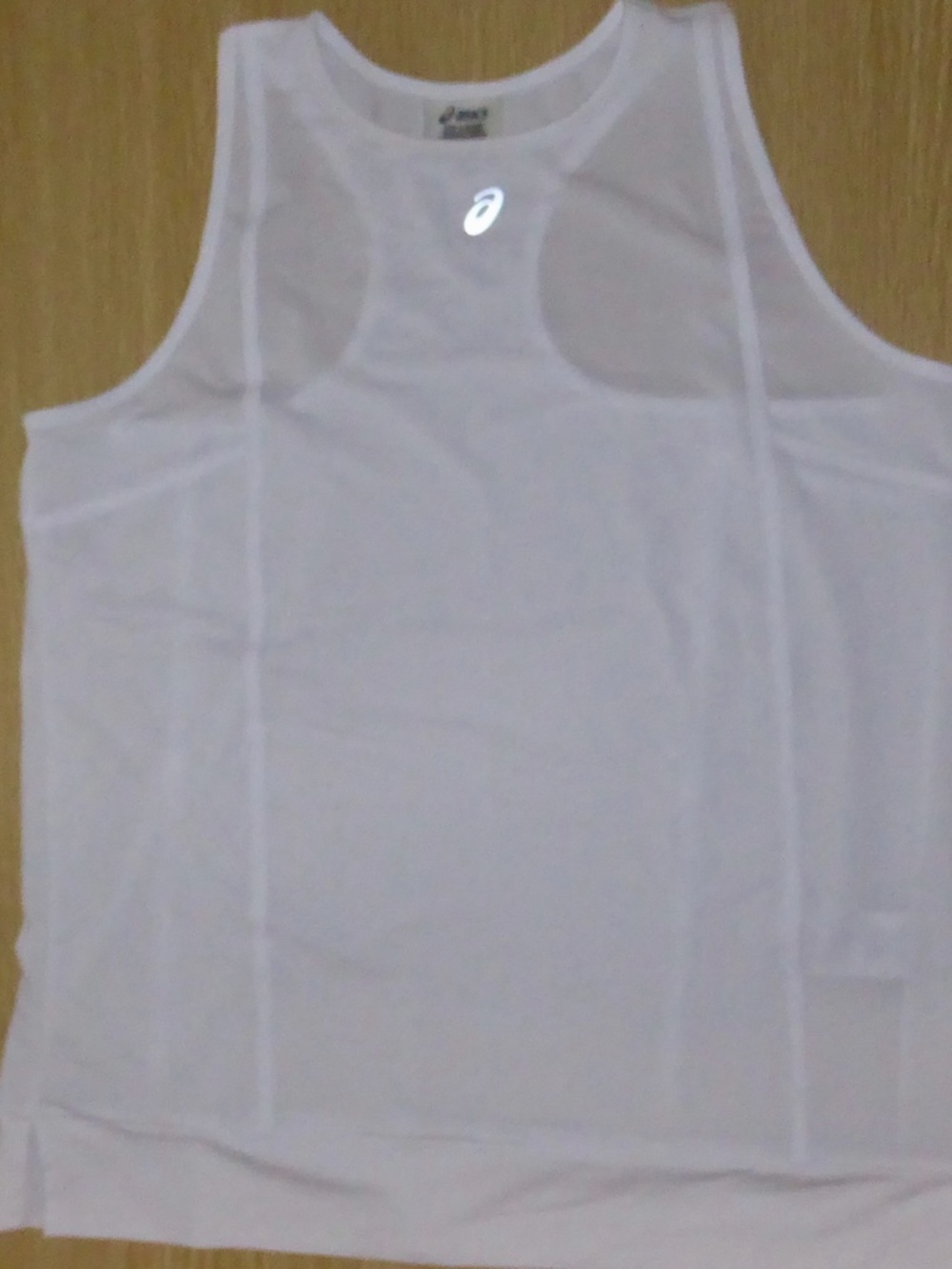 White Sleeveless Active Tank Top Asics Gym Racerback Lightweight High Neck L